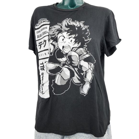 My Hero Academia  Izuku Midoriya Anime Black Graphic Tee Shirt Men's Size M 1705 - Picture 2 of 5